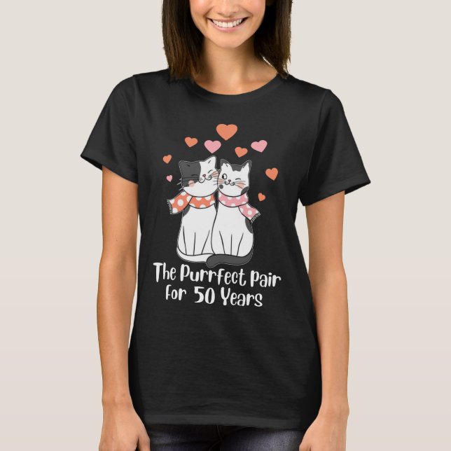 Camiseta 50º aniversário de casamento para Cat Lover (Frente)