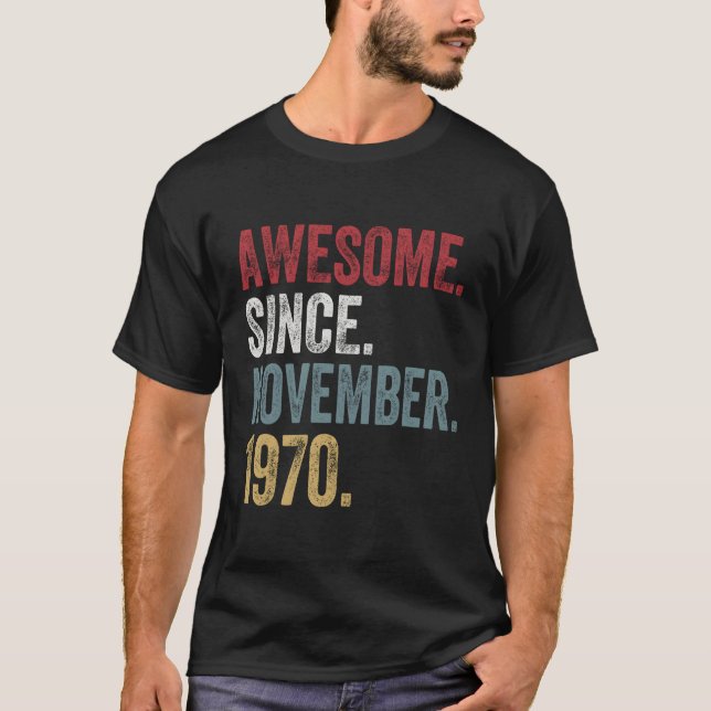 Camiseta 50º Aniversário Desde Novembro De 1970 50 Anos G (Frente)