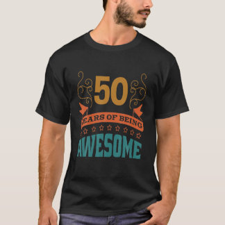 Camiseta 50º Aniversário Do Dia B Dizendo Idade 50 Anos De