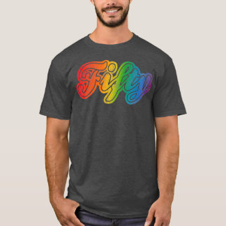 Camiseta 50º aniversário do Rainbow Vintage 80s Style Gay G