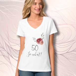 Camiseta 50º Aniversário, Funny Script Watercolor Floral