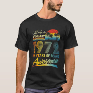 Camiseta 50º Aniversário Gift Vintage Retro Janeiro 1972 50