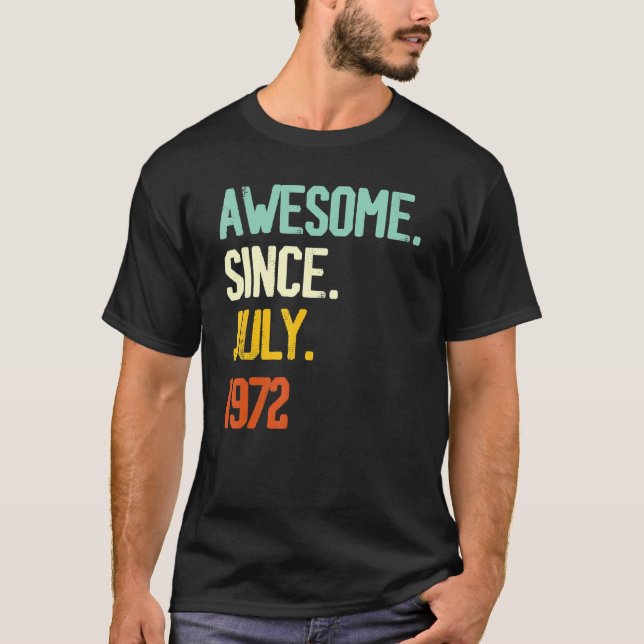 Camiseta 50º Aniversário Impressionante Desde Julho De 1972 (Frente)