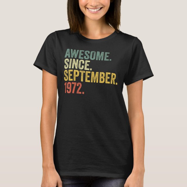 Camiseta 50º Aniversário Impressionante Desde setembro de 1 (Frente)