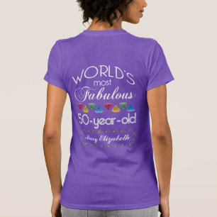 Camiseta 50º Aniversário Mais Fabuloso Gems Coloridas Rox