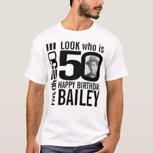Camiseta 50º aniversário mono parece 50 foto personalizad