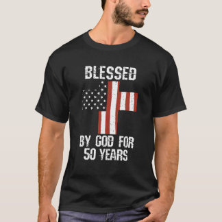 Camiseta 50º Aniversário Mulher Abençoada por Deus por 50 a