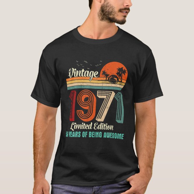 Camiseta 50º Aniversário Mulheres Presentes Vintage 1971 Ed (Frente)