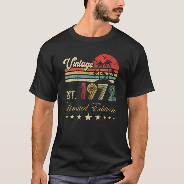 Camiseta 50º Aniversário Nascer 1972 Vintage 50 Aniversário (Frente)