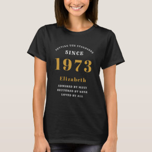 Camiseta 50º Aniversário Nascer 1973 Adicionar Nome