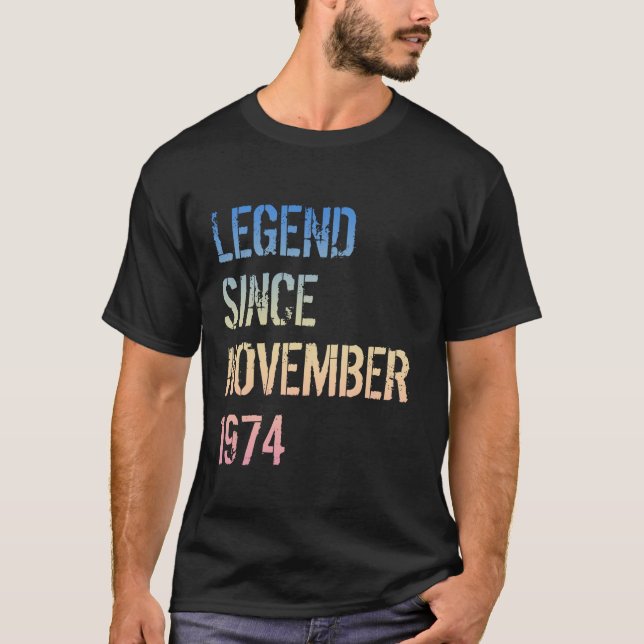 Camiseta 50º aniversário Nascer de legenda feminina novembr (Frente)