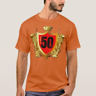 Camiseta 50º Aniversário Ouro Crest Coroa Com Uvas