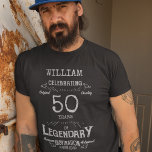 Camiseta 50º Aniversário Personalizado Homens em Cinza Text<br><div class="desc">Uma camiseta de aniversário vintage com uma mensagem sincera. Adicione o nome e altere o ano usando o modelo.</div>