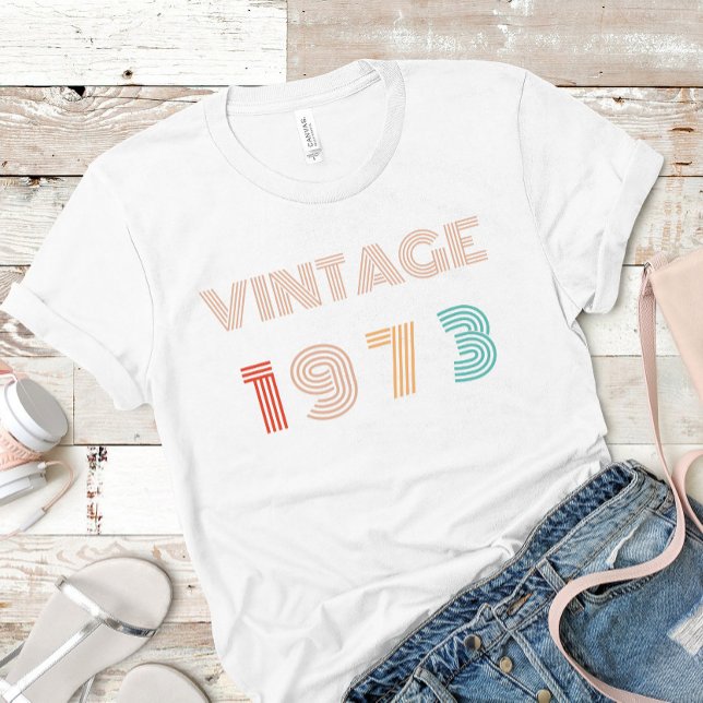 Camiseta 50º Aniversário Personalizado Vintage 1973 (Criador carregado)