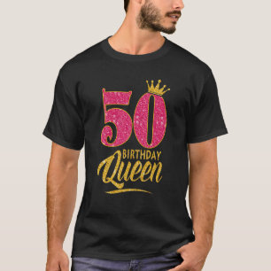 Camiseta 50º Aniversário Rainha 50 anos Coroa rosa-rosa