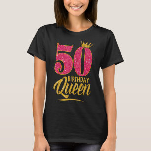 Camiseta 50º Aniversário Rainha 50 anos Coroa rosa-rosa