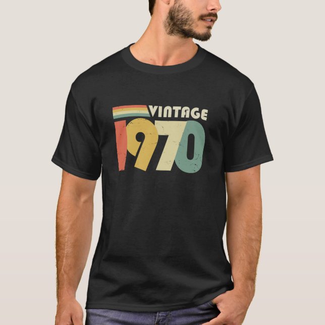 Camiseta 50º Aniversário, Vintage 1970 Design (Frente)
