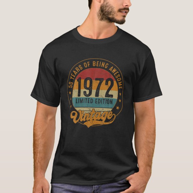 Camiseta 50º Aniversário Vintage 1972 50 Anos (Frente)