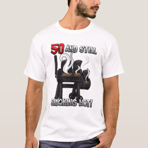 Camiseta 50º CHURRASCO Aniversário Citação "Fumante Que