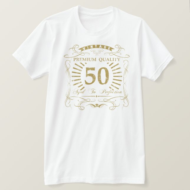 Camiseta 50º presente de aniversário (Frente do Design)