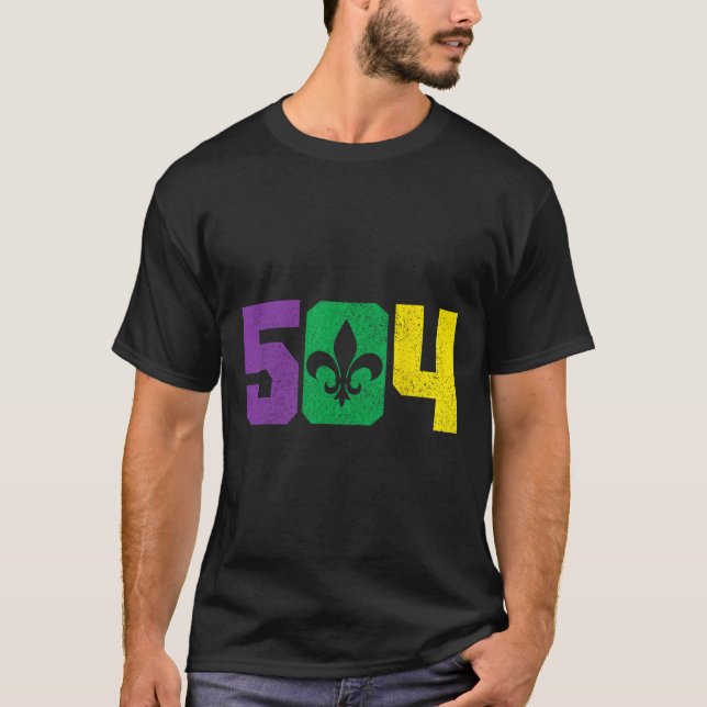 Camiseta 504 Código de Área Pride Nola Nova Orleans Louisia (Frente)