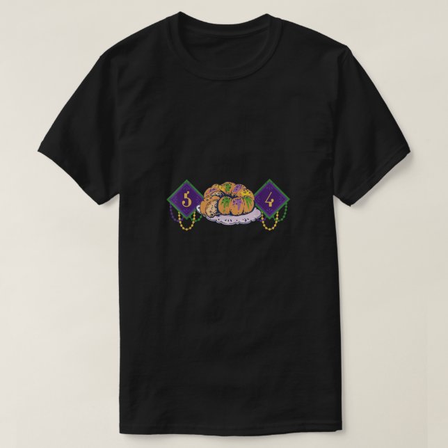 Camiseta 504 Mardi Gras King Cake New Orleans Parade Carniv (Frente do Design)