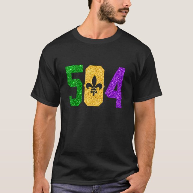 Camiseta 504 Nola Nova Orleans Mardi Gras Louisiana LA_1 (Frente)
