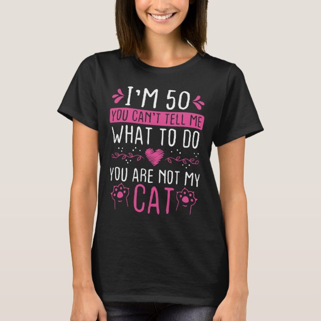 Camiseta 50. º aniversário Cat Mãe Tomar Pai com 50 anos (Frente)