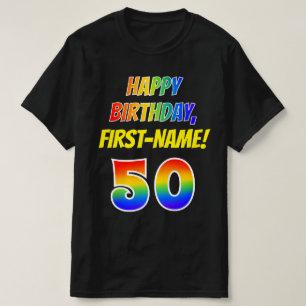 Camiseta 50.º Aniversário — Negrito, Divertido, Rainbow