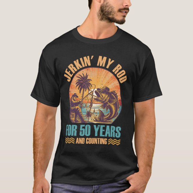 Camiseta 50.º aniversário para o pescador que me ensombra 5 (Frente)