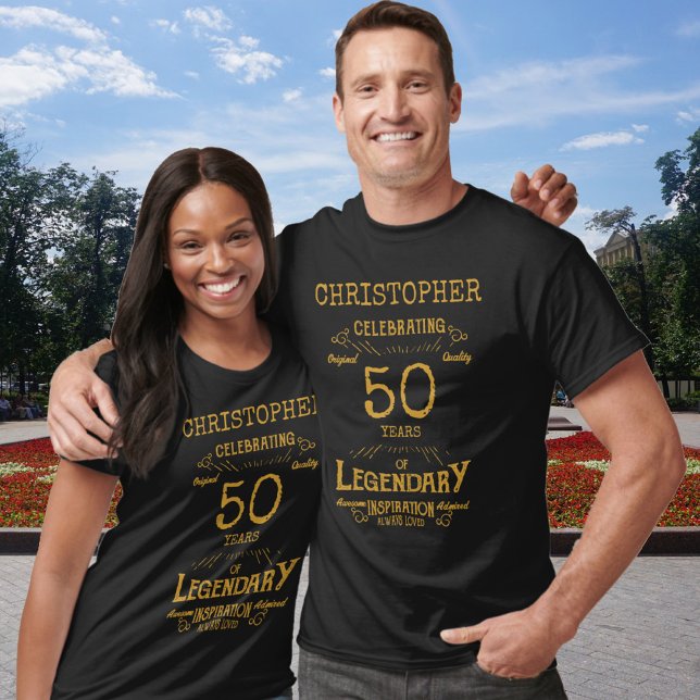 Camiseta 50.º aniversário Personalizados Homens Negros e Do (Criador carregado)