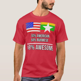 Camiseta 50 americano 50 birmanês 100 Presente Incrível par