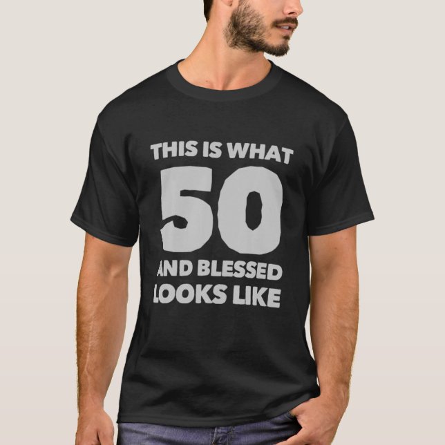 Camiseta 50 Anos Abençoado 50º Cristão Festa de aniversário (Frente)