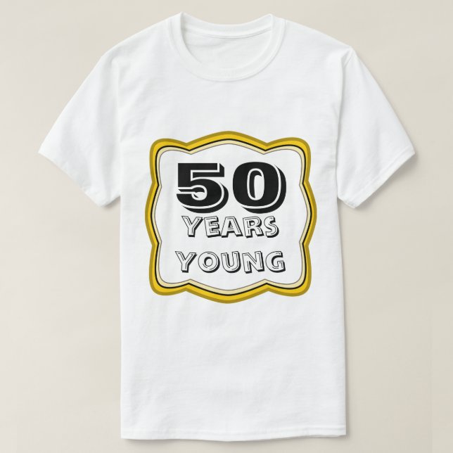 Camiseta 50 anos aniversário dos jovens de 50th (Frente do Design)