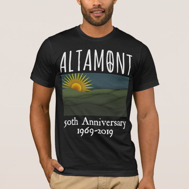 Camiseta 50 anos de Altamont Speedway Free Concert 1969 (Frente)