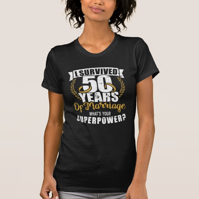 Camiseta 50 anos de casamento ouro aniversário de casamento (Frente)