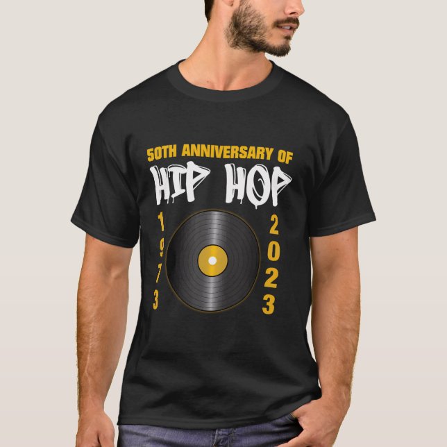 Camiseta 50 Anos De Hip Hop Vinil Retro 50.º Aniversário Ce (Frente)