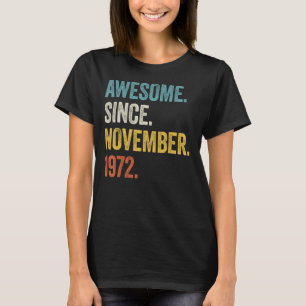 Camiseta 50 anos de idade incrível desde novembro de 1972 5
