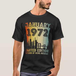 Camiseta 50 Anos De Idade Vintage Janeiro 1972 50º Nascimen