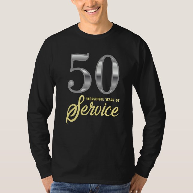 Camiseta 50 Anos De Serviço 50.º Aniversário Do Funcionário (Frente)