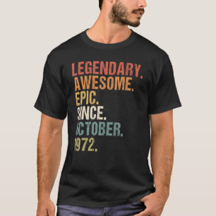 Camiseta 50 Anos Engraçado Incrível Desde outubro de 1972 5