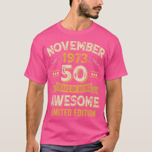 Camiseta 50 anos fantástico Vintage novembro de 1973 50º an