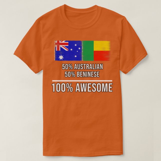 Camiseta 50 australianos 50 Benineses 100 Presente Incrível (Frente do Design)
