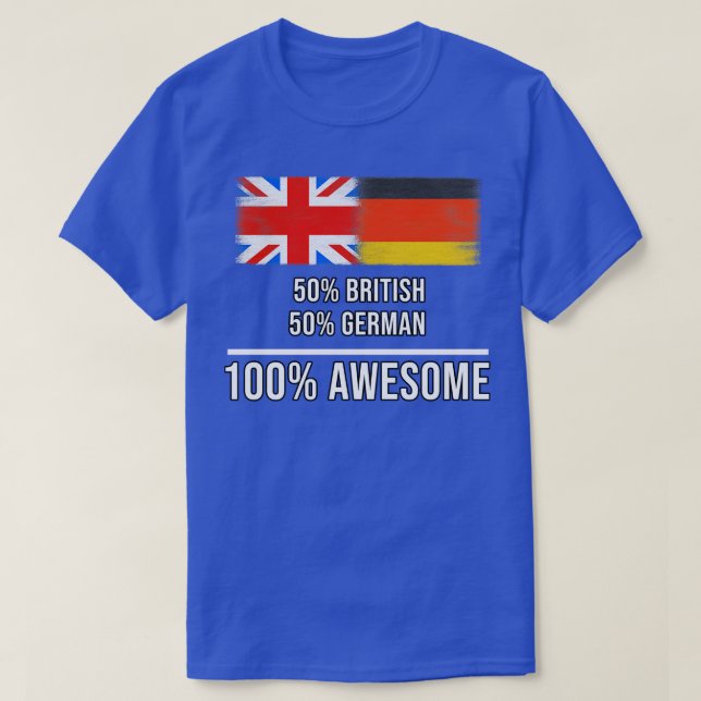 Camiseta 50 britânicos 50 alemães 100 Presente Incrível par (Frente do Design)