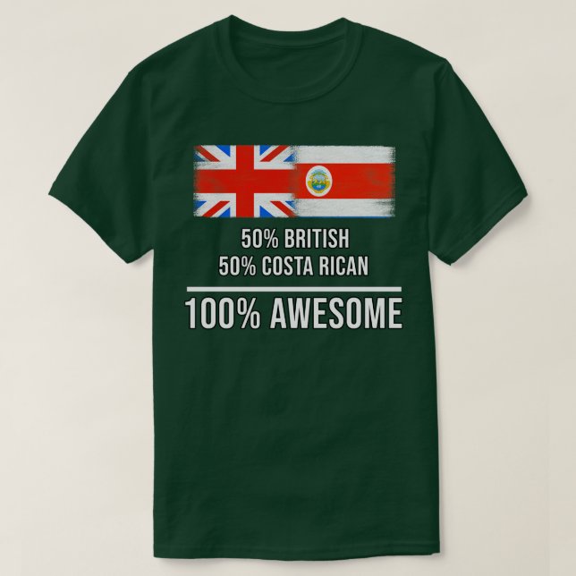 Camiseta 50 britânicos 50 costa-riquenhos 100 melhores pres (Frente do Design)
