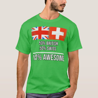 Camiseta 50 britânicos 50 suíços 100 Presente Incrível para
