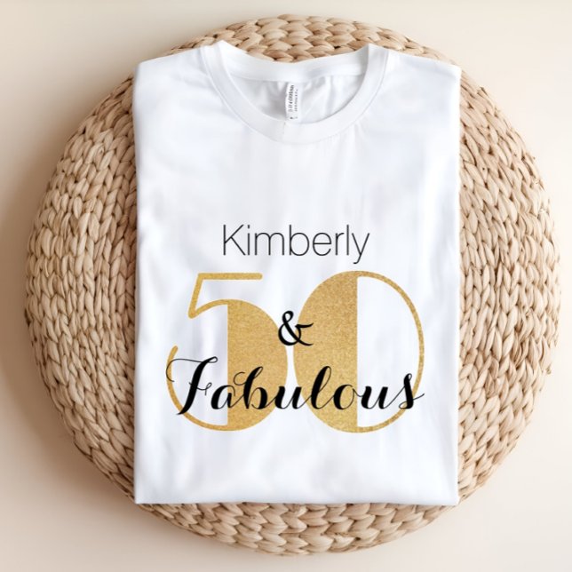 Camiseta 50 e Dourada Festa de aniversário personalizada fa (Criador carregado)
