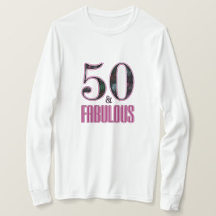 Camiseta 50 e fabulosa 50.ª Tipografia Negra Rosa de Nascim