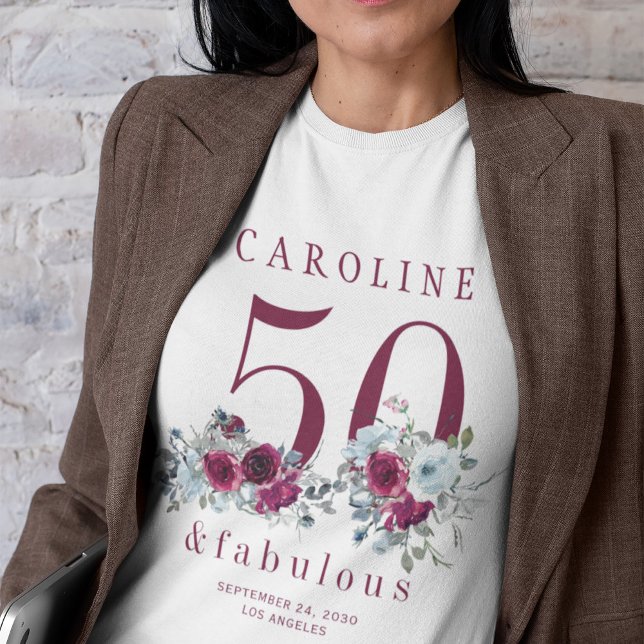 Camiseta 50 e fabulosa festa de aniversário floral quic 50t (Criador carregado)