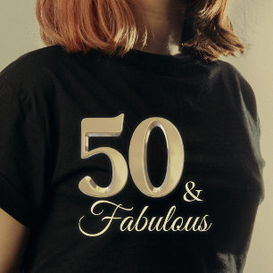 Camiseta 50 e Fabulosa Garota Dourada de Aniversário